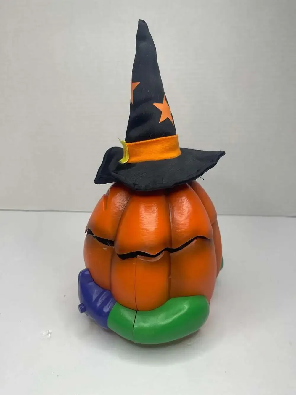 Gemmy Halloween Animated Pumpkin Jack-o'-Lantern with Witch Hat Works Read
